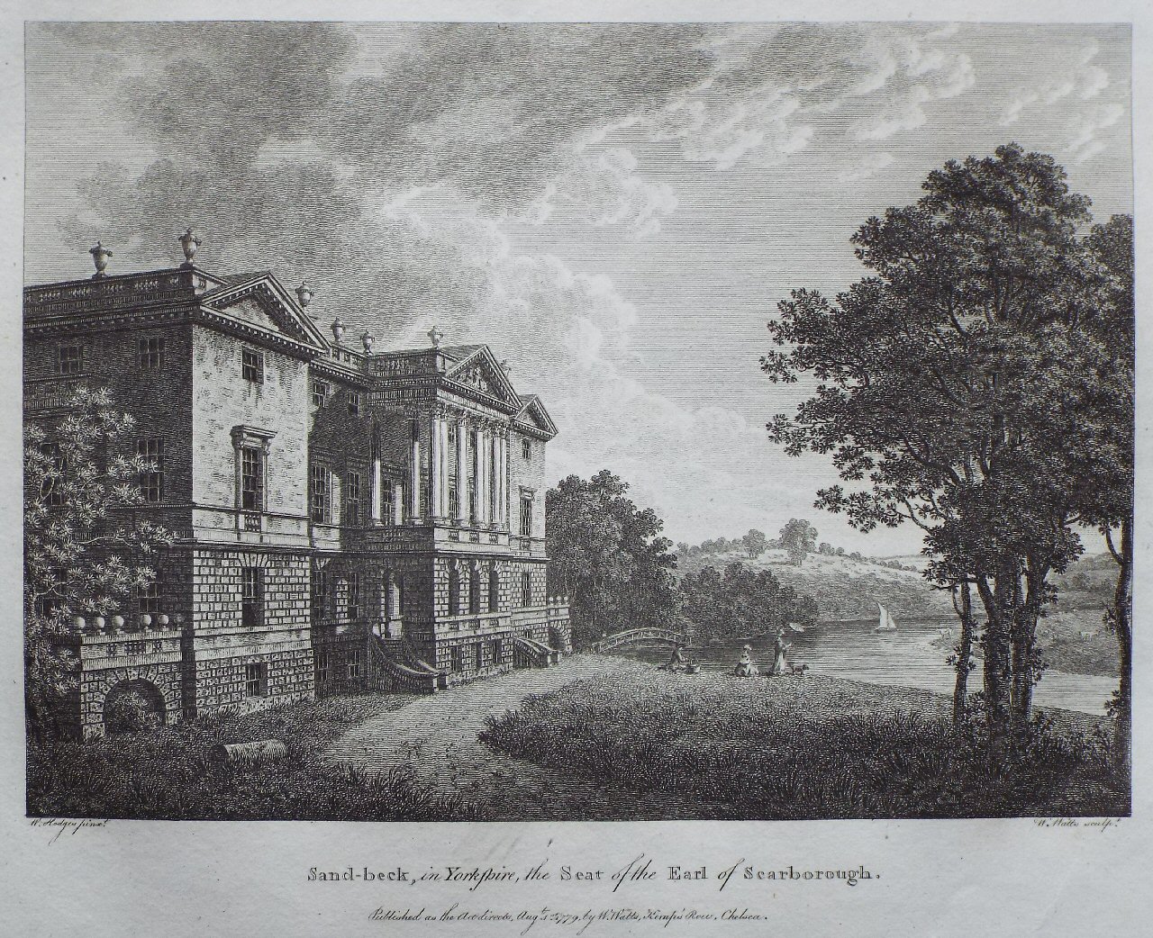 Print - Sand-beck, in Yorkshire, the Seat of the Earl of Scarborough - Watts